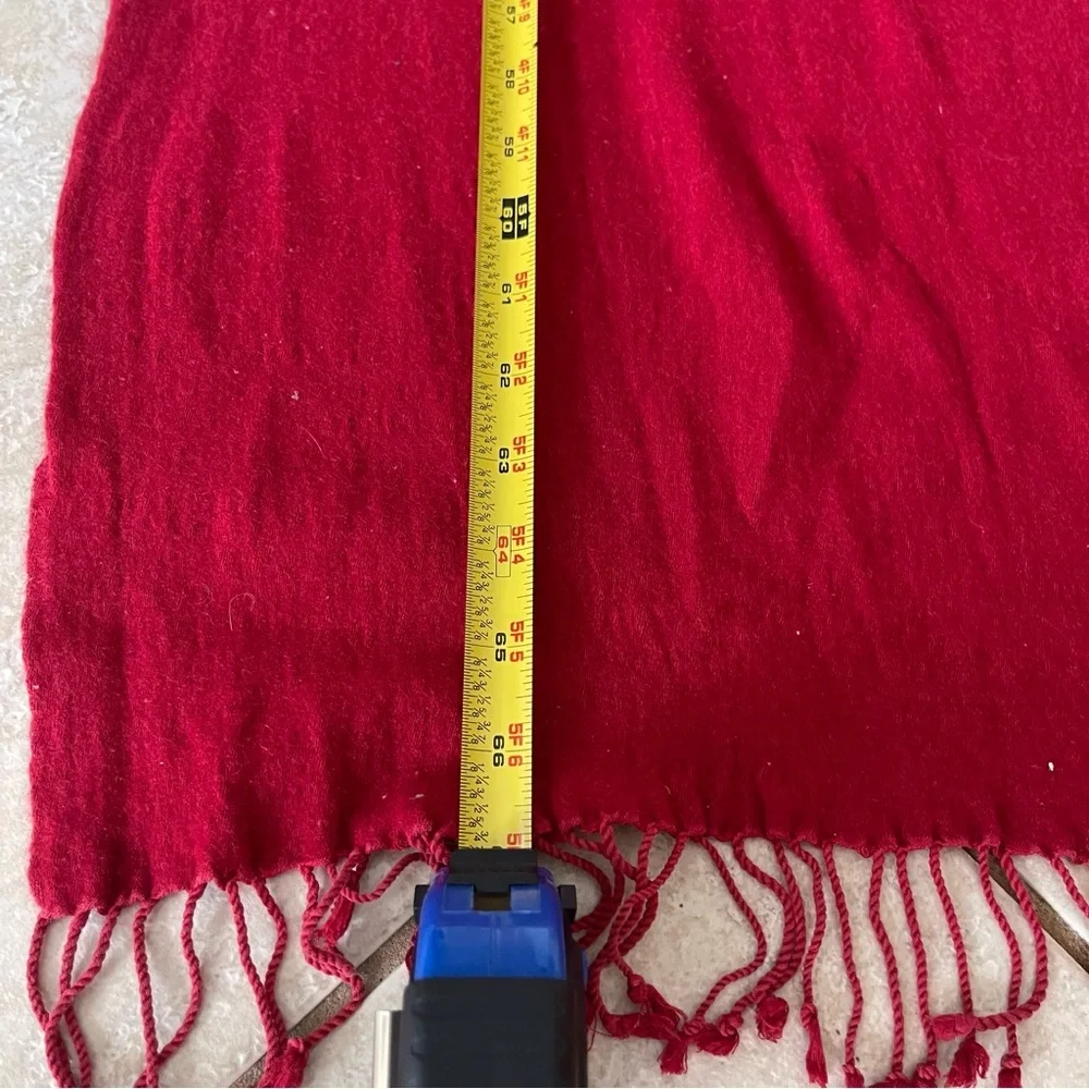 Joolay Cashmere Silk Red Scarf 67”‎ Holiday Christmas